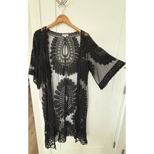 REBELLION Womens Kimono Cardigan Duster Lace Mesh Boho Whimsigoth Fairy Grunge-L